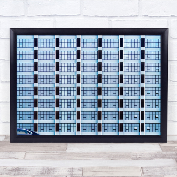 City Building Car Urban Glass Blue Monochrome Lines Space Wall Art Print