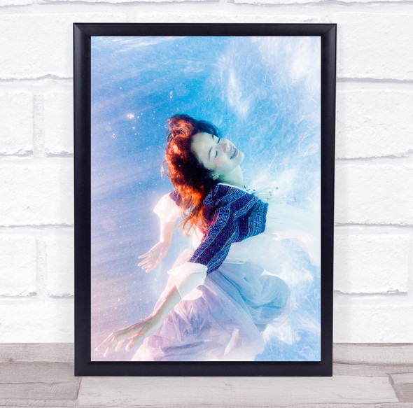 Dream Dreaming Smile Glad Happy Blue Model Woman Joy Mood Wall Art Print