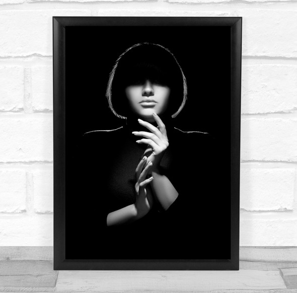 Rim light Hands Shadow model Hood Veil Light Dark Low Key Wall Art Print