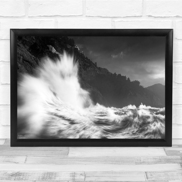 Sea Water Waves Storm Seascape Landscape Cliff Foam Cloud Wall Art Print