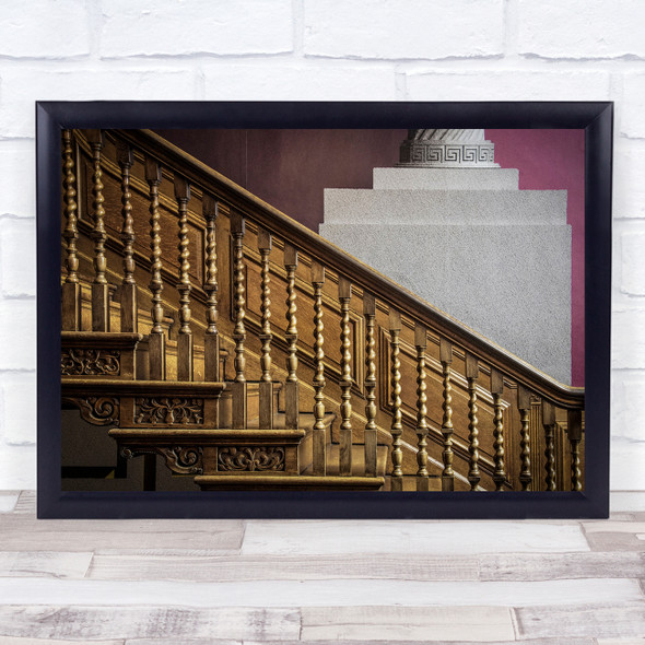 Stairs Staircase Traditional Vintage Retro Handrail Steps Wall Art Print