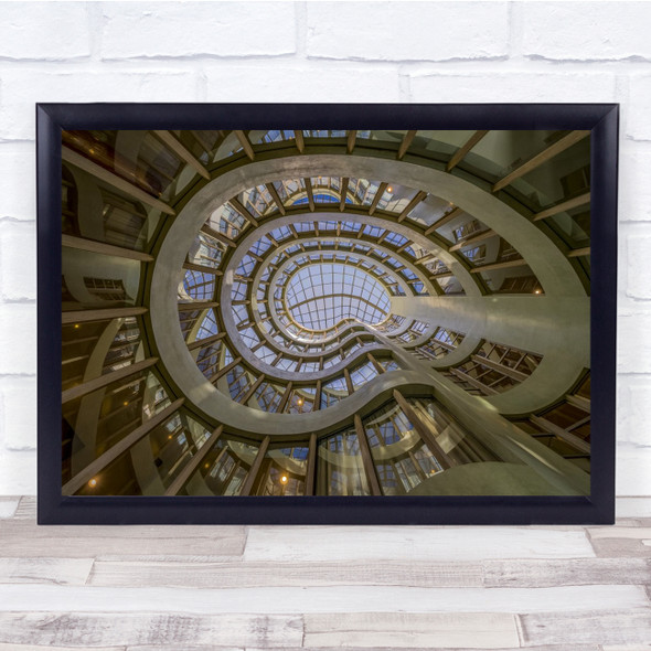 Vanishing Point Perspective Roof Ceiling Stairs Staircase Wall Art Print