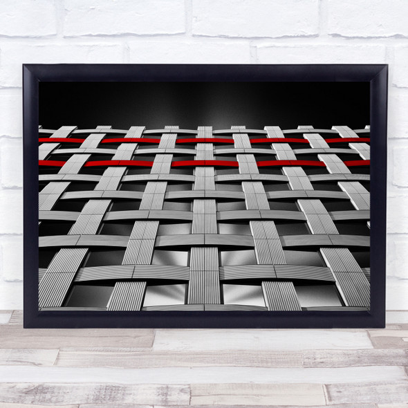 Weaving Pattern building architecture red black and white Wall Art Print