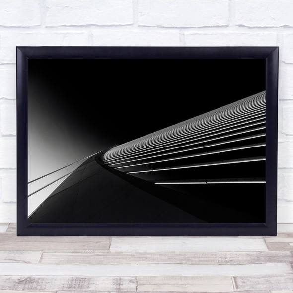Architecture Black & White Bridge Strings Lines Abstract Wall Art Print