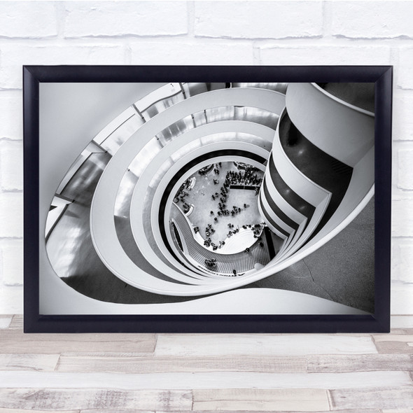 Architecture Perspective Pov Levels Floors Black & White Wall Art Print