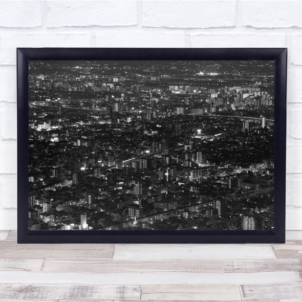 City Night Osaka Japan Asia Skyline Cityscape Metropolis Wall Art Print