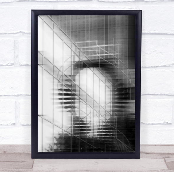 Creative Edit Architecture Black White Stairs Reflection Wall Art Print