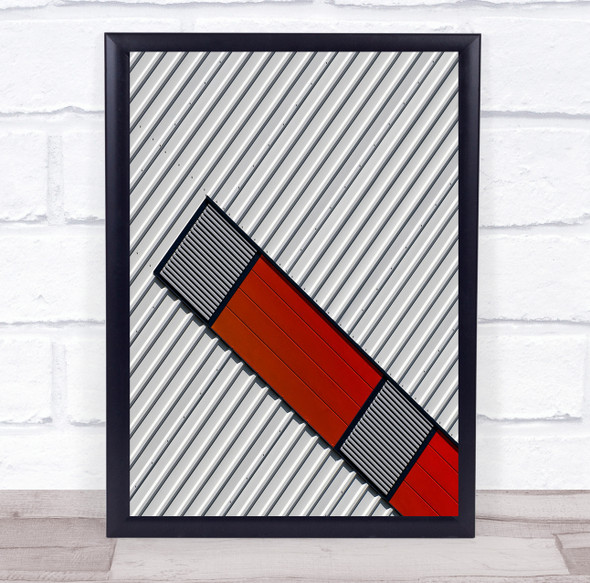 Diagonal Abstract Graphic Wall Facade Lines Red Industry Wall Art Print