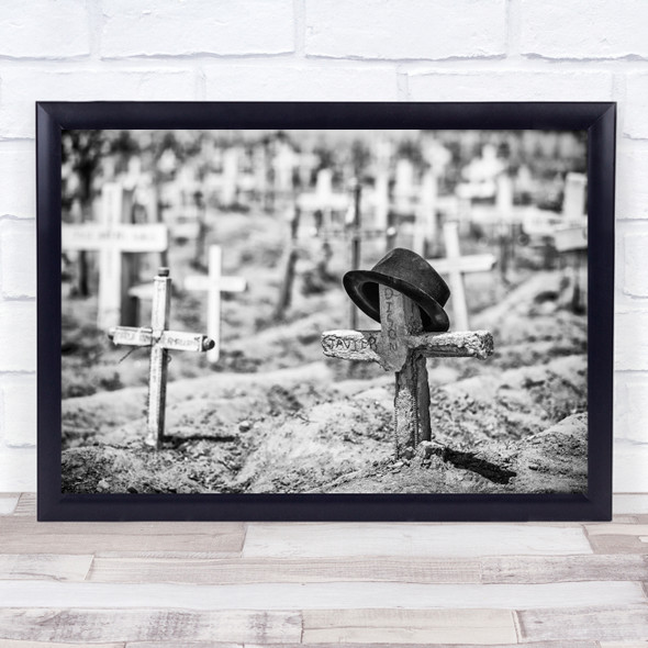 Graveyard Crosses Hat Cemetery Memory Remember Christian Wall Art Print