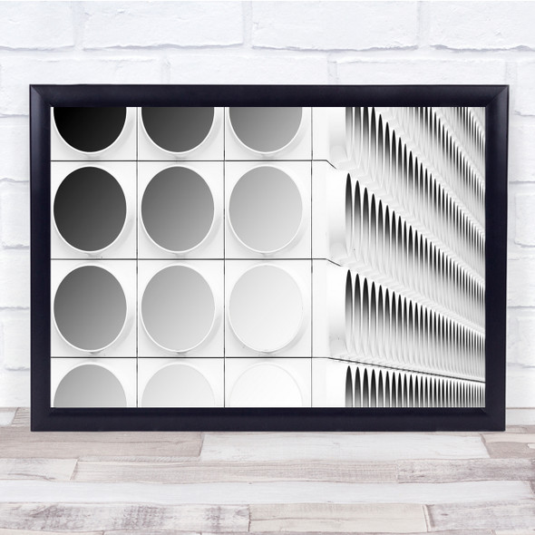 Lines Circles Squares Perspective Black & White High Key Wall Art Print