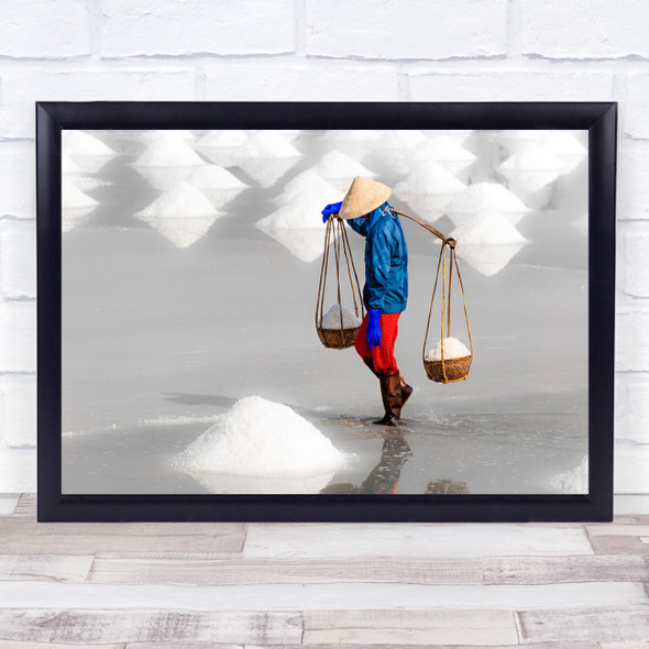 Nhatrang Vietnam Saltmines Women Heavyburden Salt Mining Wall Art Print
