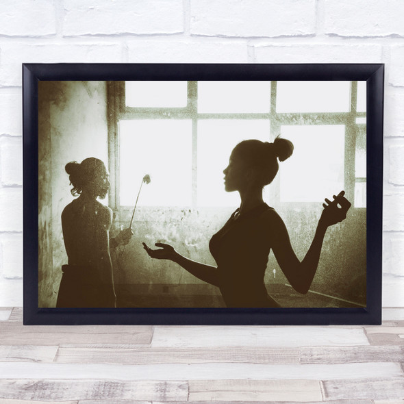 Portrait Mood Conceptual Monochrome Backlight Silhouette Wall Art Print