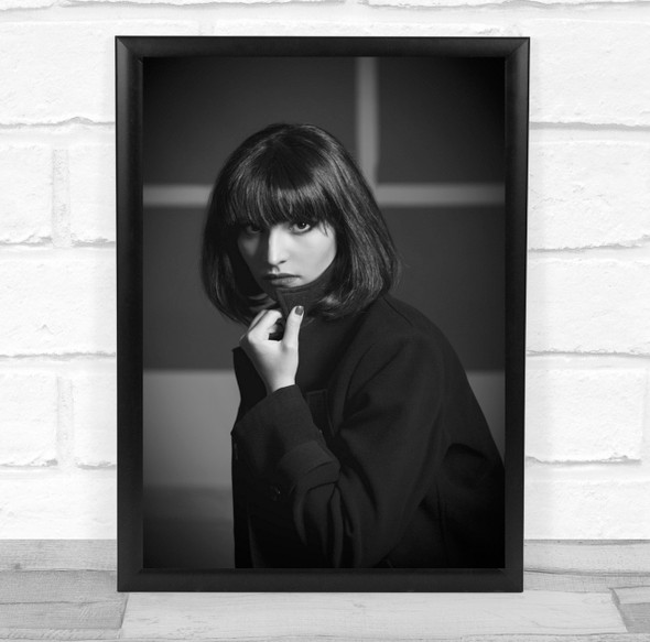 Portrait Woman Girl Model Coat Hairstyle Fashion Outside Wall Art Print