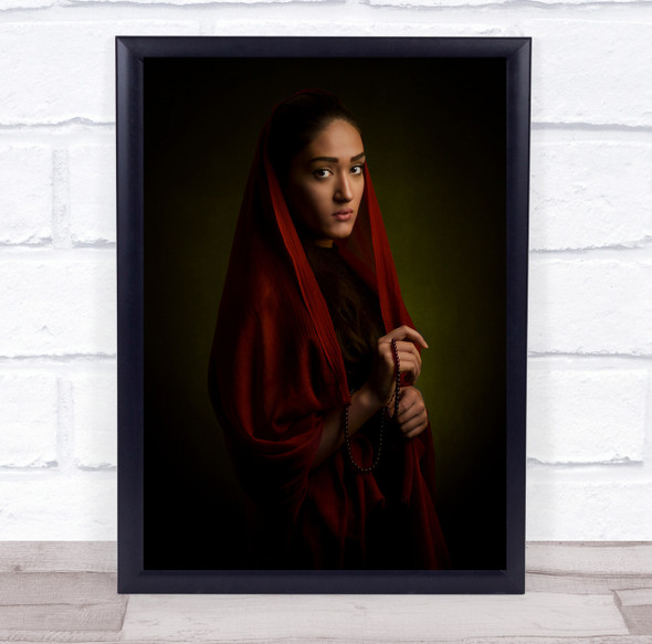 Robe Cloak Woman Person Studio Model Veil Rosary Chaplet Wall Art Print