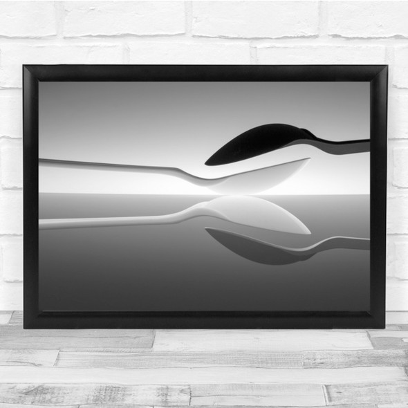 Spoon Reflection Restaurant Cutlery Symmetry Black White Wall Art Print