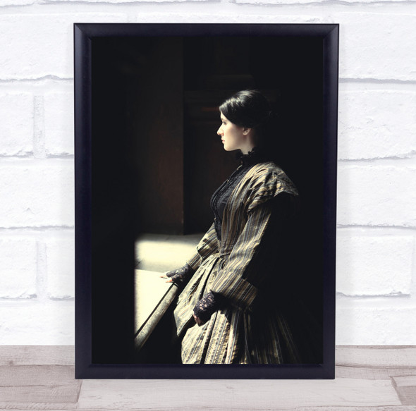 Vintage Retro Portrait Model Poland Dark Low Key Low-Key Wall Art Print