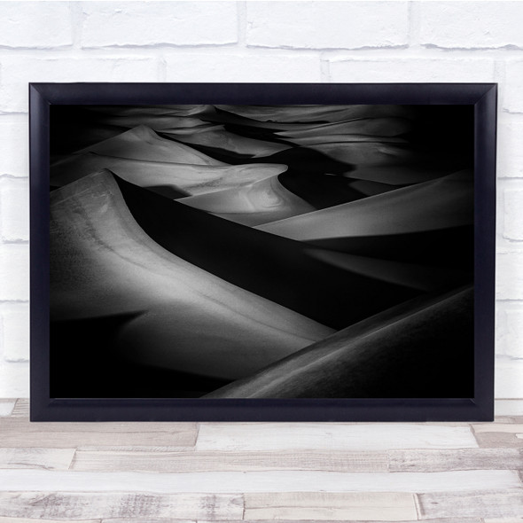 Landscape Black Zigzags Sand Dunes Waves Black Mood Light Shadow Print