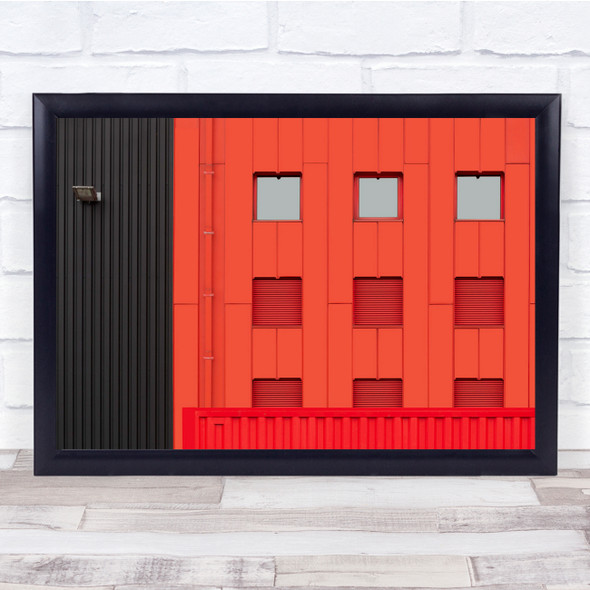 Abstract Architecture Lines Black Red Blue Open Windows Wall Art Print