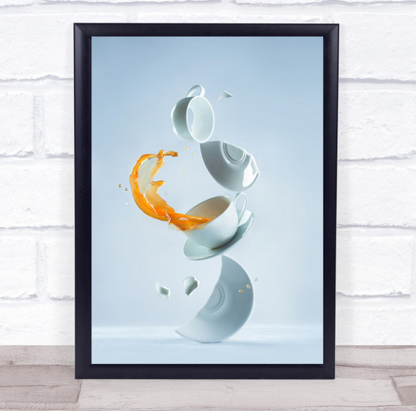 Coffee Splash Drink Balance Porcelain Caffeine Espresso Wall Art Print