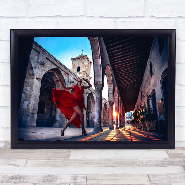 Dancer Red Dress Arch Arches Square Palace Tower Church Wall Art Print