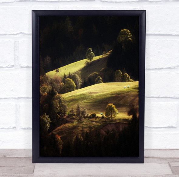 Landscape Agriculture Farming Farmer Slovenia Hay Rural Wall Art Print