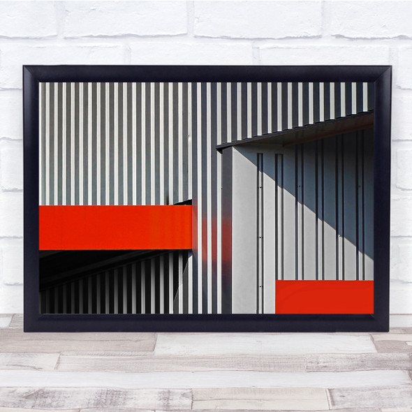 Lines Orange Shadows 'Hertogenbosch building red stripe Wall Art Print