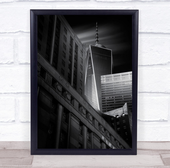 Manhattan Corner Buildings architecture black and white Wall Art Print