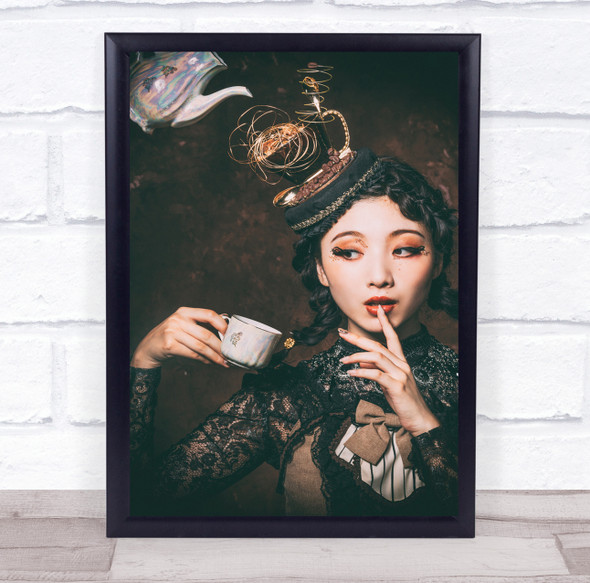 Mood Portrait Light Studio Life With Coffee Asian woman Wall Art Print