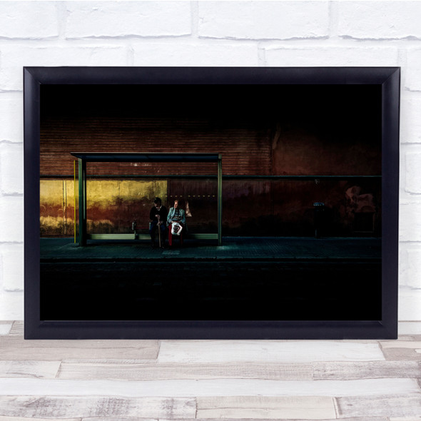 Spain Sevilla Busstop Mood Old People Waiting Light Bus Wall Art Print