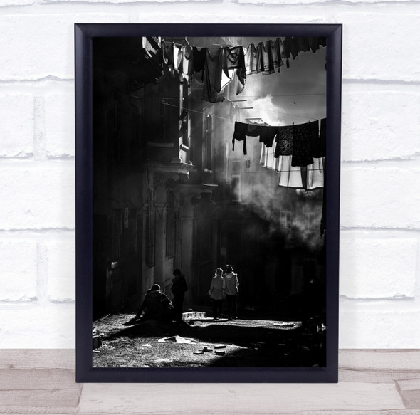 Street Documentary Smoke Dust Laundry Clothes Backlight Wall Art Print