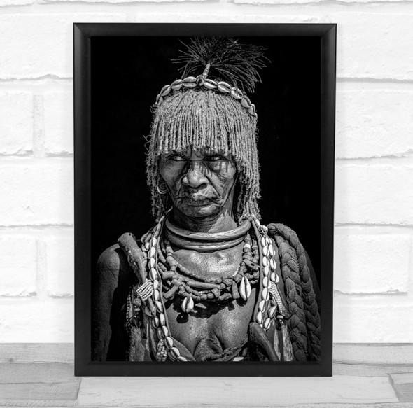 Tribe Hamar Ethiopia Portrait Black And White Jewellery Wall Art Print