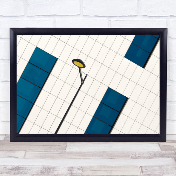 Abstract Blue Lines Grid Lamp Street Light Wall Facade Wall Art Print