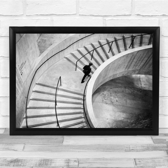 Curve Staircase Spiral Architecture Monochrome Pattern Wall Art Print