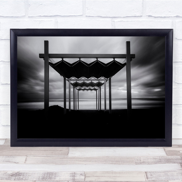 Della Latta Massimo Gazebos Sea White Black Waves Sand Wall Art Print