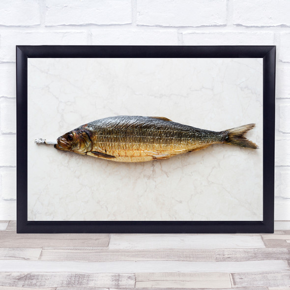 Fish Smoked Smoking Cigarette Still Life Marble Smoker Wall Art Print