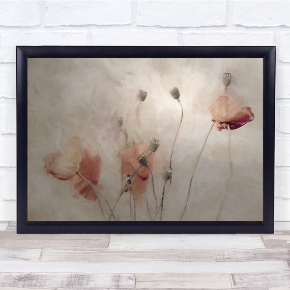 Flowers Poppies Red Painterly Illustration Watercolour Wall Art Print