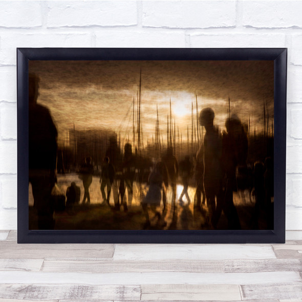 Moment Of The Golden Clouds Blurry People Construction Wall Art Print