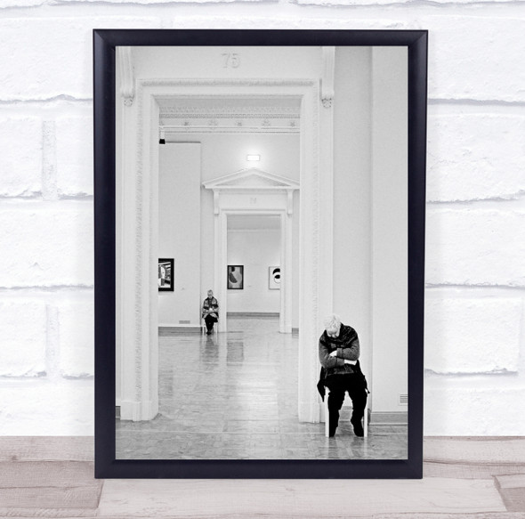 Museum People Sleepy Sleeping Bored Boring Guard Tired Wall Art Print
