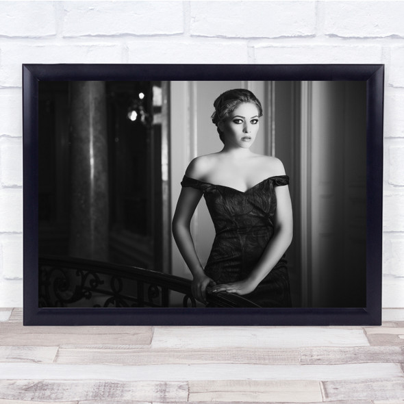 Portrait Woman Rail Person Model Dress Interior Inside Wall Art Print