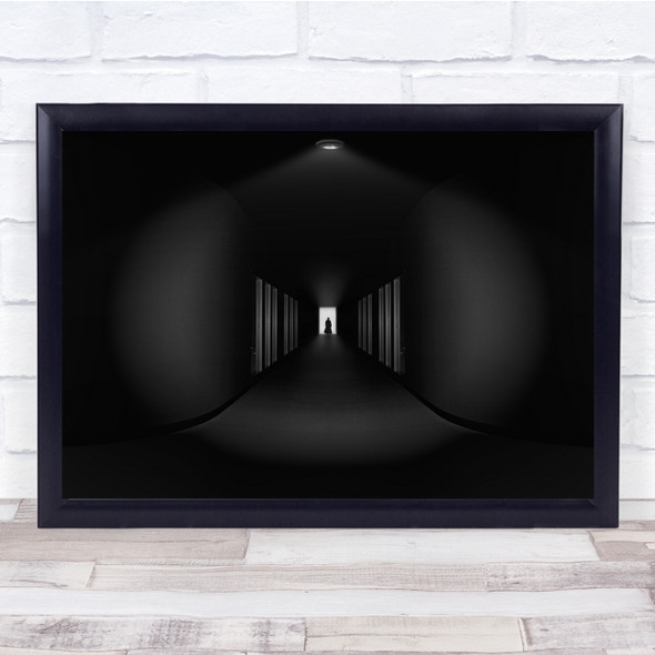 Tunnel Corridor Lamp Doors Door Opening Figure Graphic Wall Art Print