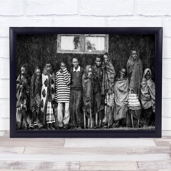 Africa Kids Black and white Eyes of children together Wall Art Print