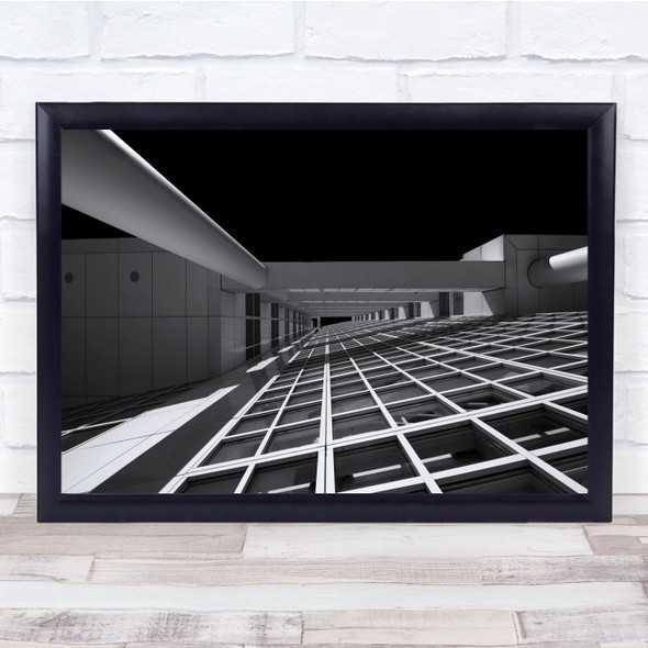 Building upshot windows architecture Pole Black White Wall Art Print