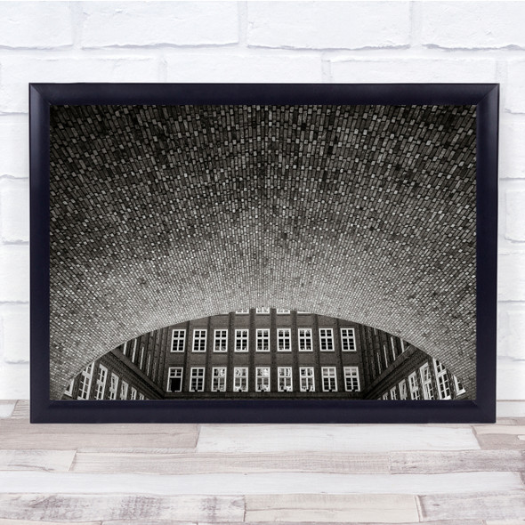 Hamburg Chilehouse Brick Architecture black and white Wall Art Print