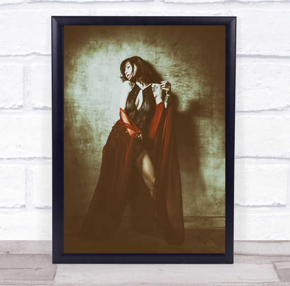 Mood Portrait Light Studio Keiko Asian Woman red robe Wall Art Print