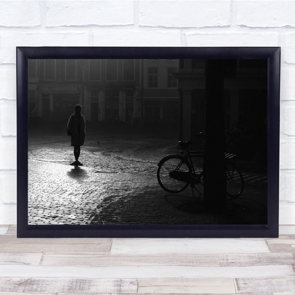 Street Lady Bike Haarlem Netherlands Bicycle Old Town Wall Art Print