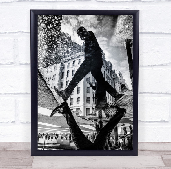 Upside Down The City Of Puddle reflection man walking Wall Art Print