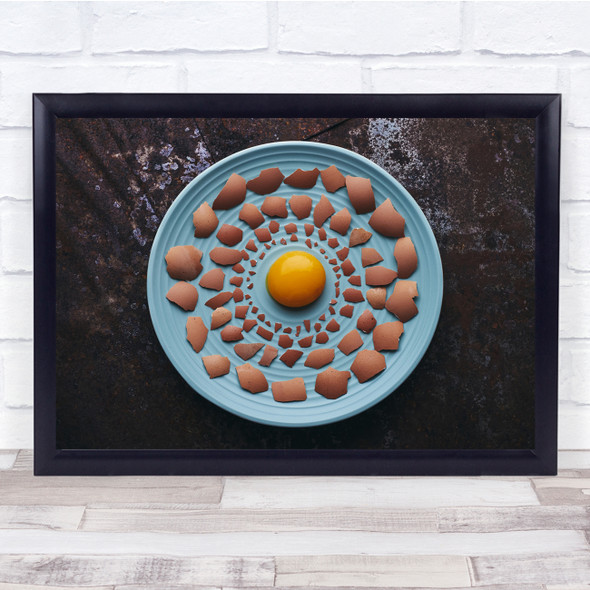 Abstract Geometric Egg Shell Yolk On Plate Landscape Wall Art Print