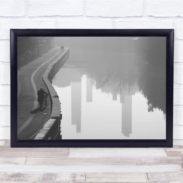 Architecture Landscape reflection lake person Biking Wall Art Print