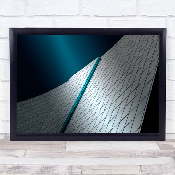 Architecture Abstract Minimalistic White Blue Lookup Wall Art Print