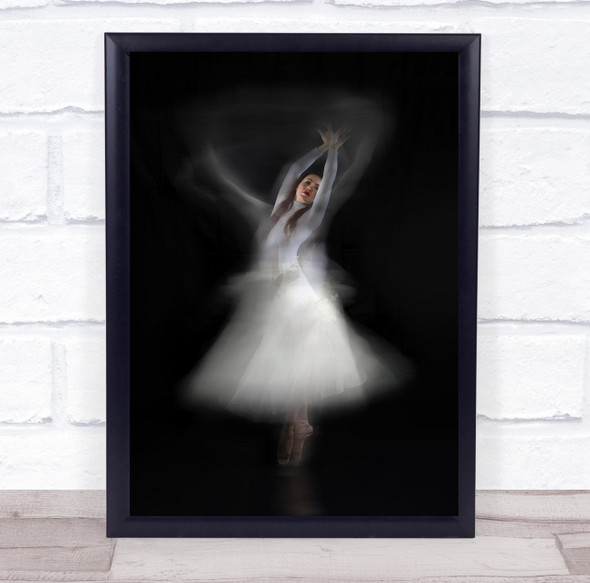 Ballerina Dance Dancer Lighting Black White Untitled Wall Art Print